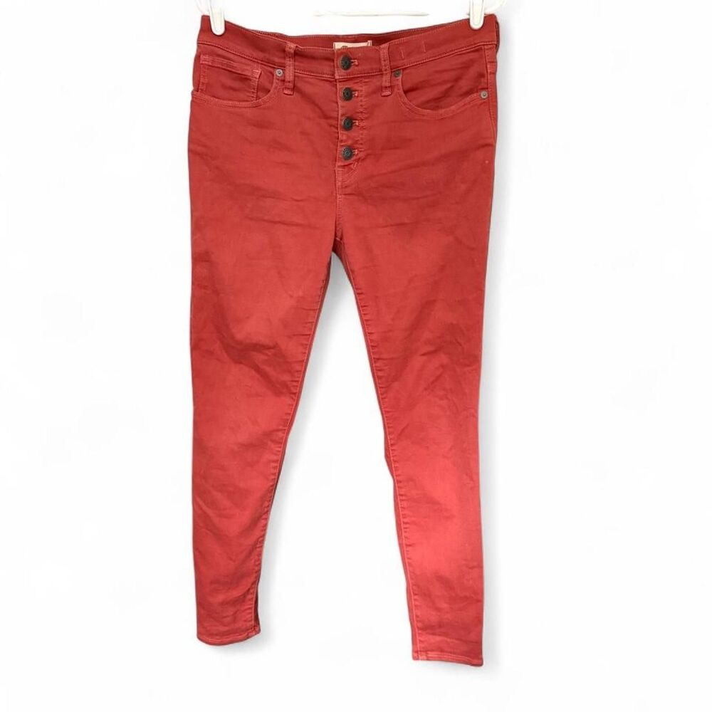 Madewell 9” Mid-Rise Skinny Jeans Women’s 29 Coral Orange Button Fly